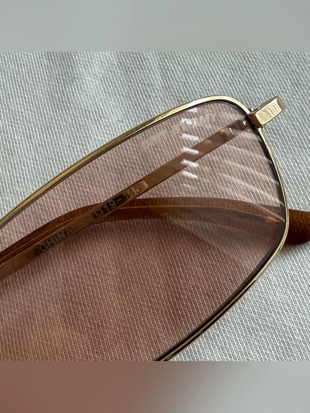 DMY BY DMY Olsen Rectangular Pink Tint Sunglasses 54 19-145 DMY05BPL Gold Frame